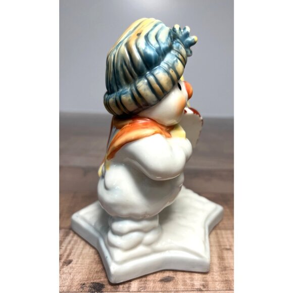 Vintage Ceramic Snowman Figurine With Winter Mailbox Scene - Picture 2 of 4